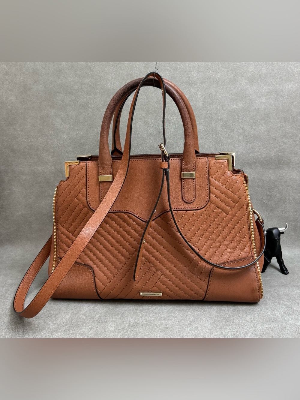 Rebecca Minkoff Quilted Satchel in Cognac Brown